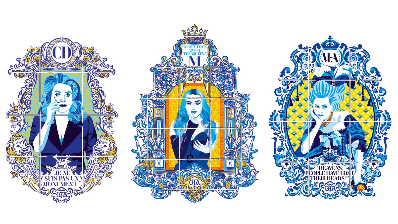 Obras de Oja: Catherine Deneuve, Madonna y Maria Antonieta